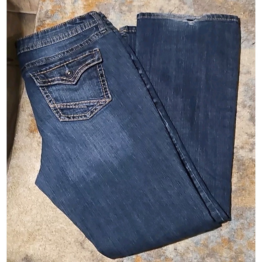 A New Approach Ana Women's Blue Cotton Stretch Mid Rise Boot Cut Jeans 32 14